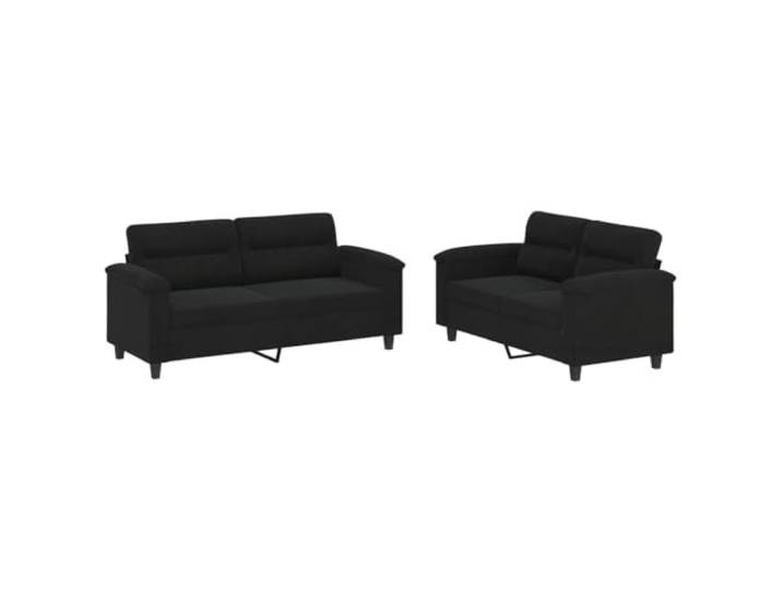Todiikf 2-TLG Sofagarnitur mit Kissen Schwarz Mikrofasergewebe Elegante Couchgarnitur fürs Wohnzimmer mit dicker Polsterung und stabilen Rahmen aus Metall und Sperrholz.