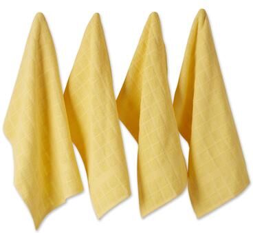 DII Solid Honey Gold Windowpane Terry Dishtowel 4 Piece