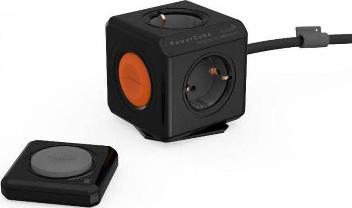 DesignNest PowerCube Extended - 5 stopcontacten met afstandsbediening - Zwart