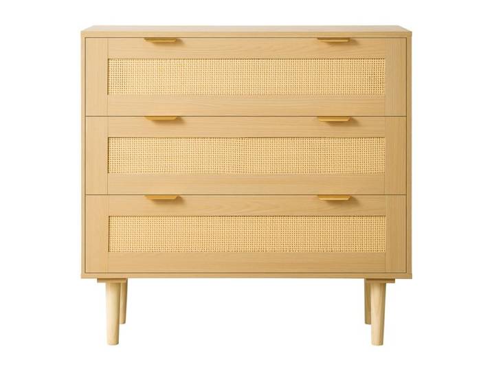 Commode en Rotin - DUOKU - ZD-25TB02 - 3 Tiroirs - Bois Naturel - Design Bohème