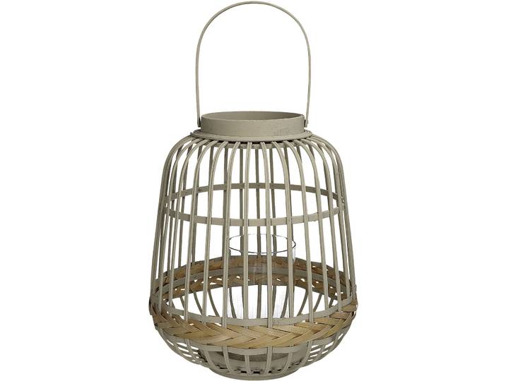 Laterne Natural creme Eisen/Bambus H 37 cm - Laterne