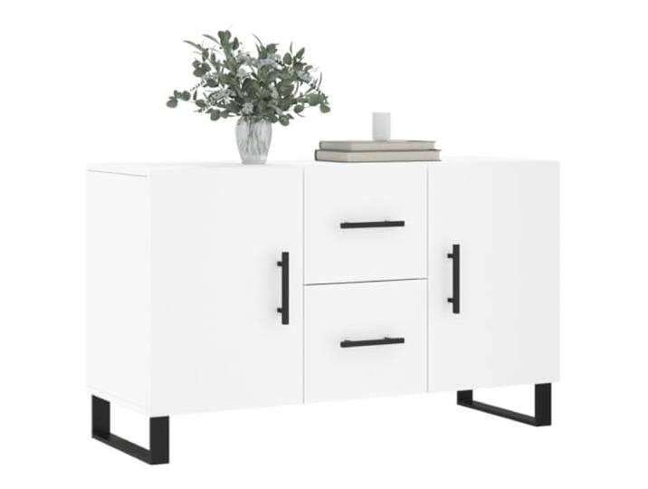 KTHLBRH Anrichte weiß 100 x 36 x 60 cm aus mehrschichtigem Holz Metallbeine, großer Stauraum, stabile Tischplatte, praktische Türen