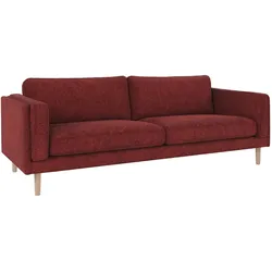 Sofa Braden 3-Sitzer aus Stoff, klassisch, Beine Eiche weiß pigmentiert, Bezug Anna Rot