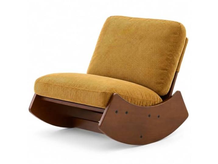 Jastoery Schaukelstuhl, Massivholz, Polster, Gleitstuhl,Gelb Polsterung, Massivholzrahmen, sanfte Gleitbewegung, für Babyzimmer und Wohnzimmer