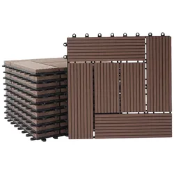 Décoshop26 - WPC-Bodenfliesen für Balkon/Terrasse Holzoptik 11 Stück 30 x 30 cm 1 m2 versetztes Muster in Teakholzoptik 04_0005438