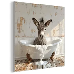 METALLBILD Esel - Tiere - Badewanne - Schaumstoff 20x20 cm