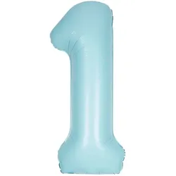 XL Folienballon hellblau matt Zahl 1
