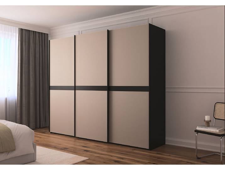 Armoire verre mat Scale 271cm Marron/Noir/Fango/Noir Sans portes miroir