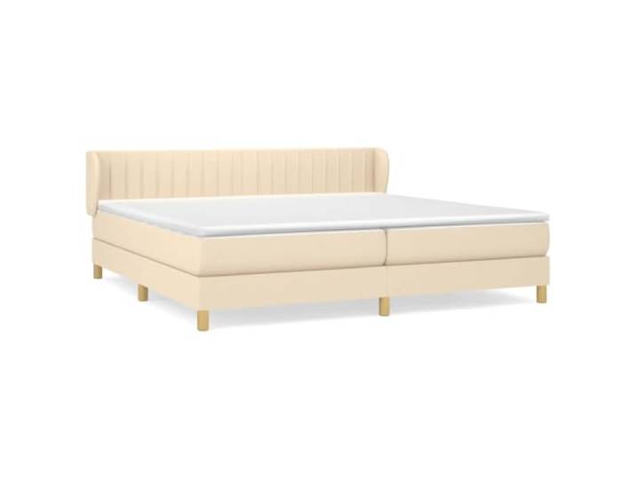 PUGYNBK Boxspringbett mit cremefarbener Matratze, 200 x 200 cm Verstellbares Kopfteil, Taschenfederkerne, mittlere Festigkeit, atmungsaktives Gewebe