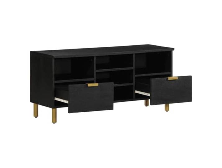 TV-Schrank Schwarz 100x33x46 cm Holzwerkstoff Metallgriffe, Industrial Style, reichlich Stauraum, feuchtes Tuch Reinigung, Wohnzimmer, Schlafzimmer