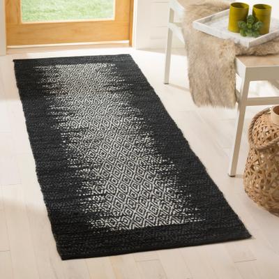 SAFAVIEH Handmade Vintage Boho Leather Mako Modern Stripe Leather Rug