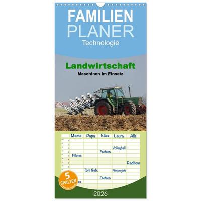 Familienplaner 2026 - Landwirtschaft - Maschinen im Einsatz mit 5 Spalten (Wandkalender, 21 x 45 cm) CALVENDO