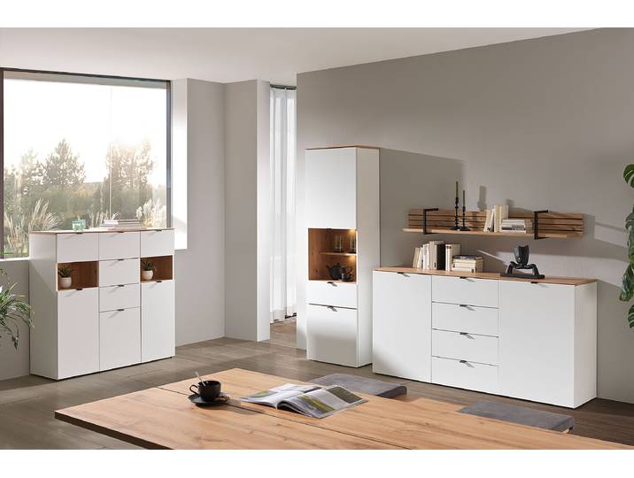 Vitrine éclairée 60 x 200 x 37cm Blanc/Blanc