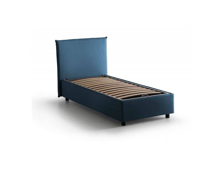 Lit simple en tissu bleu 80x190 cm