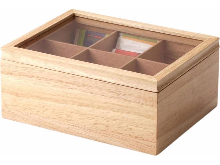 Teebox CONTINENTA, beige (natur), B:17,5cm H:10cm L:23cm, Holzwerkstoff, Lebensmittelaufbewahrungsbehälter, Teebox, Handarbeit