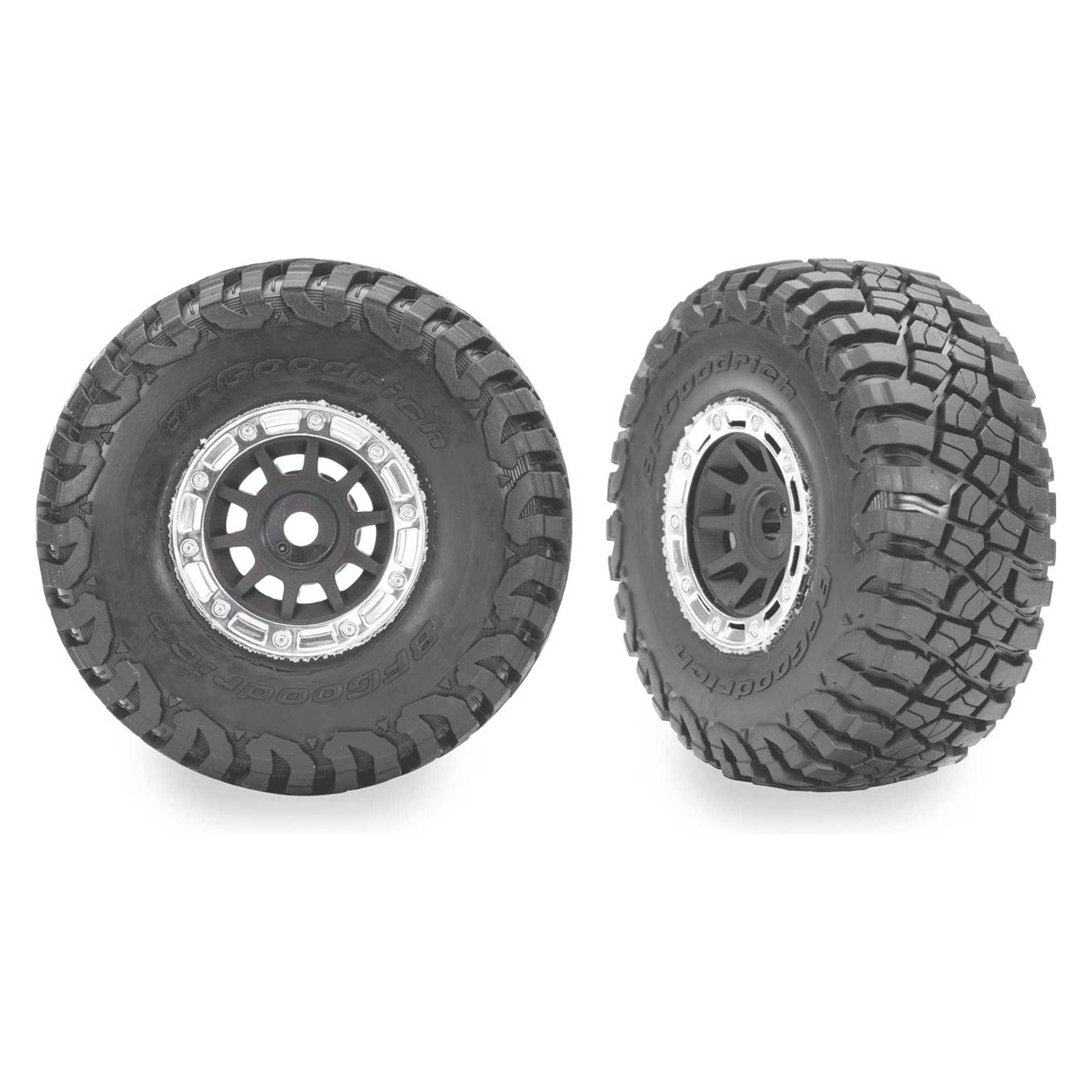 Traxxas 1.4 Grau & Chrome Felgen mit BFG Mud-Terrain Reifen (2) Mini-Slash 4x4 (TRX10870-GRAY)
