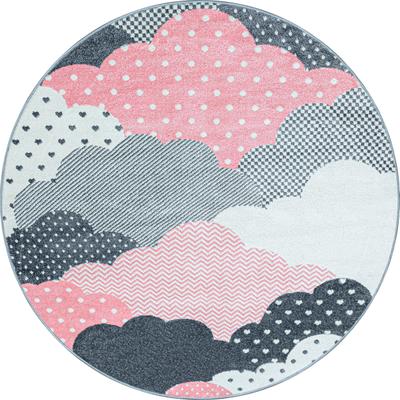 Kinderteppich AYYILDIZ TEPPICHE "Bambi 820, auch in rund erhältlich", pink, H:11mm Ø:160cm, Kunstfaser, Teppiche, Kinderteppich, auch in rund, Wolken Motiv, Kurzflor