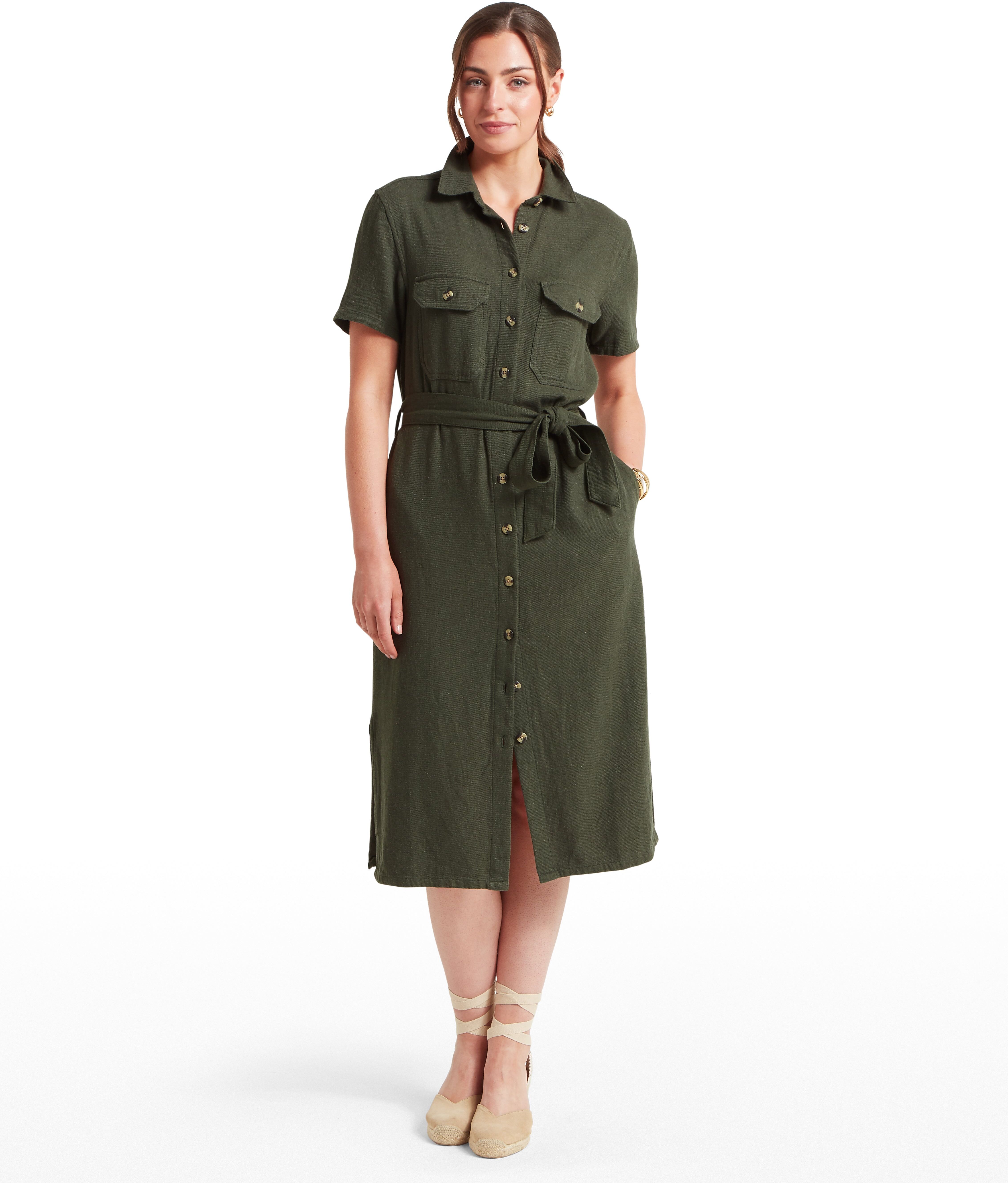 Schöffel Country Daisy Linen Dress - Green - Size UK8 - Women