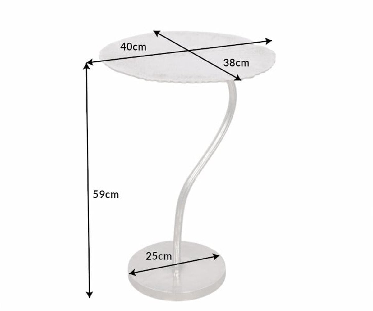 Handgemaakte bijzettafel ABSTRACT LEAF zilver Invicta Interior Breedte: 40 cm