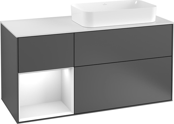 Villeroy & Boch V&B Waschtischunterschrank FINION 1200x603x501mm m Apl. Gl wh ma Regalelem