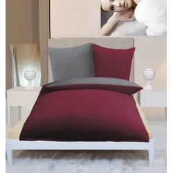 Gözze Wendebettwäsche in Cashmere-Qualität bordeaux/anthrazit 300 g/m2 Standard Bettbezug 135x200, Kissenbezug 80x80cm