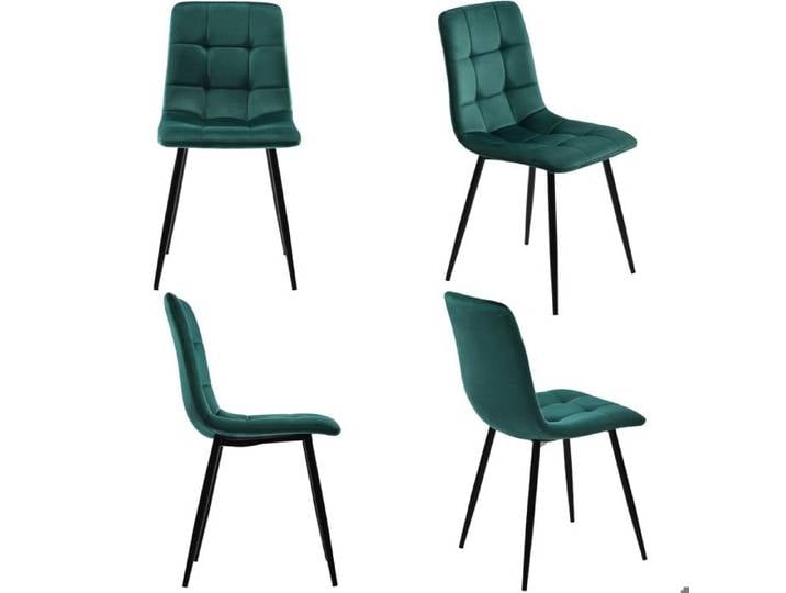 Chaise de salle à manger (4 h) En velours Vert foncé 4 set chaise rembourrée Chaise design équipé de dossier Vert