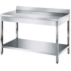 VM Europa Edelstahl Arbeitstisch mit Grundboden Premium - alle Größen zur selbstmontage oder verschweißt: 60 x 60 cm / ohne Aufkantung / selbstmontage