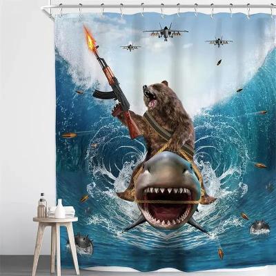 Uplift Essentials "Creative Kids ""Cat Riding Dinosaur"" Shower Curtain style 7 47 In X 71 In"