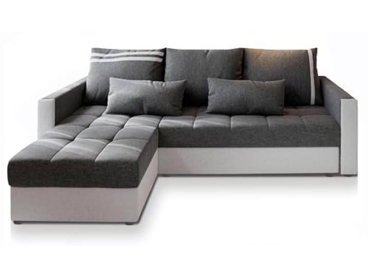 Masseno Ecksofa KOS PIK mit Schlaffunktion L-Form, Sofa mit Bettkasten, Wohnzimmersofa, Couch, Soffa, Bettsofa, Couchgarnitur- Hellgrau, SAWANA 21 + MADRYT 920