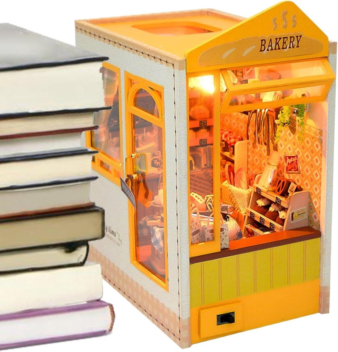 Handgemaakt Miniatuur Huis voor Boekenhoek Decoratie - B/D/H: 7 x 18 x 7 cm