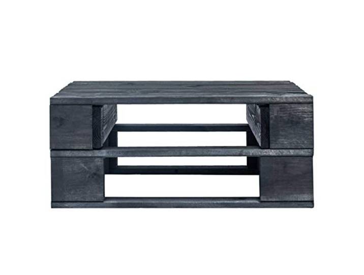 KTHLBRH Ottomane Palette, Holz, Kiefer, schwarz, 60 x 60 x 25 cm Kissen in Beige, Fußstütze für die Terrasse, Verwendung im Innen- und Außenbereich