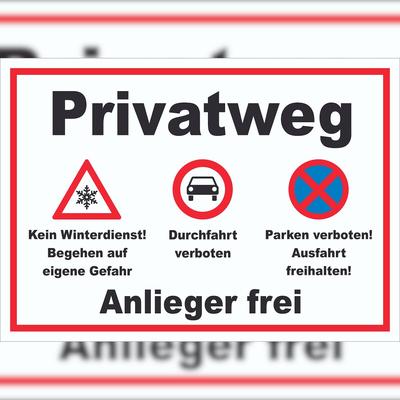 HB-Druck Privatweg KeinWinterdienst Durchfahrt Parken verboten Schild A4 (210x297mm)