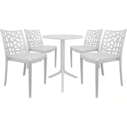 Set aus 4 Matrix-Stühlen mit rundem Spritz-Tisch in Weiß