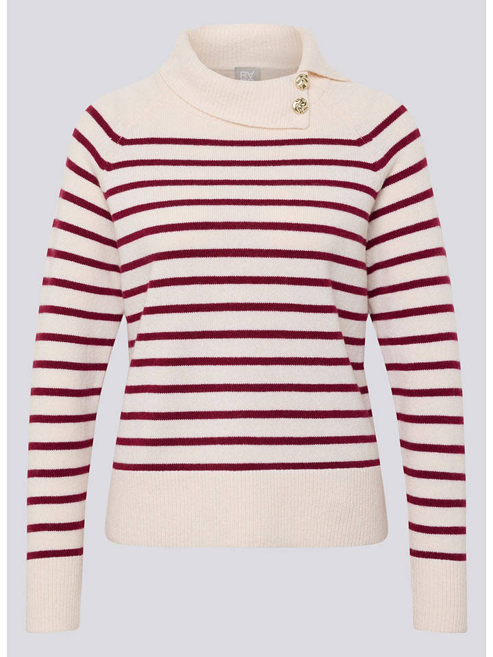 Rabe Rollkragenpullover in Creme/ Bordeaux - 42