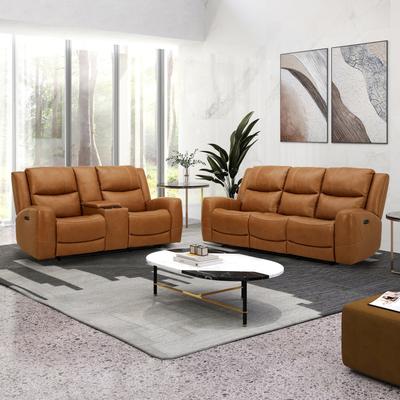 Roundhill Furniture Cozura Leather Power Recling Sofa and Loveseat