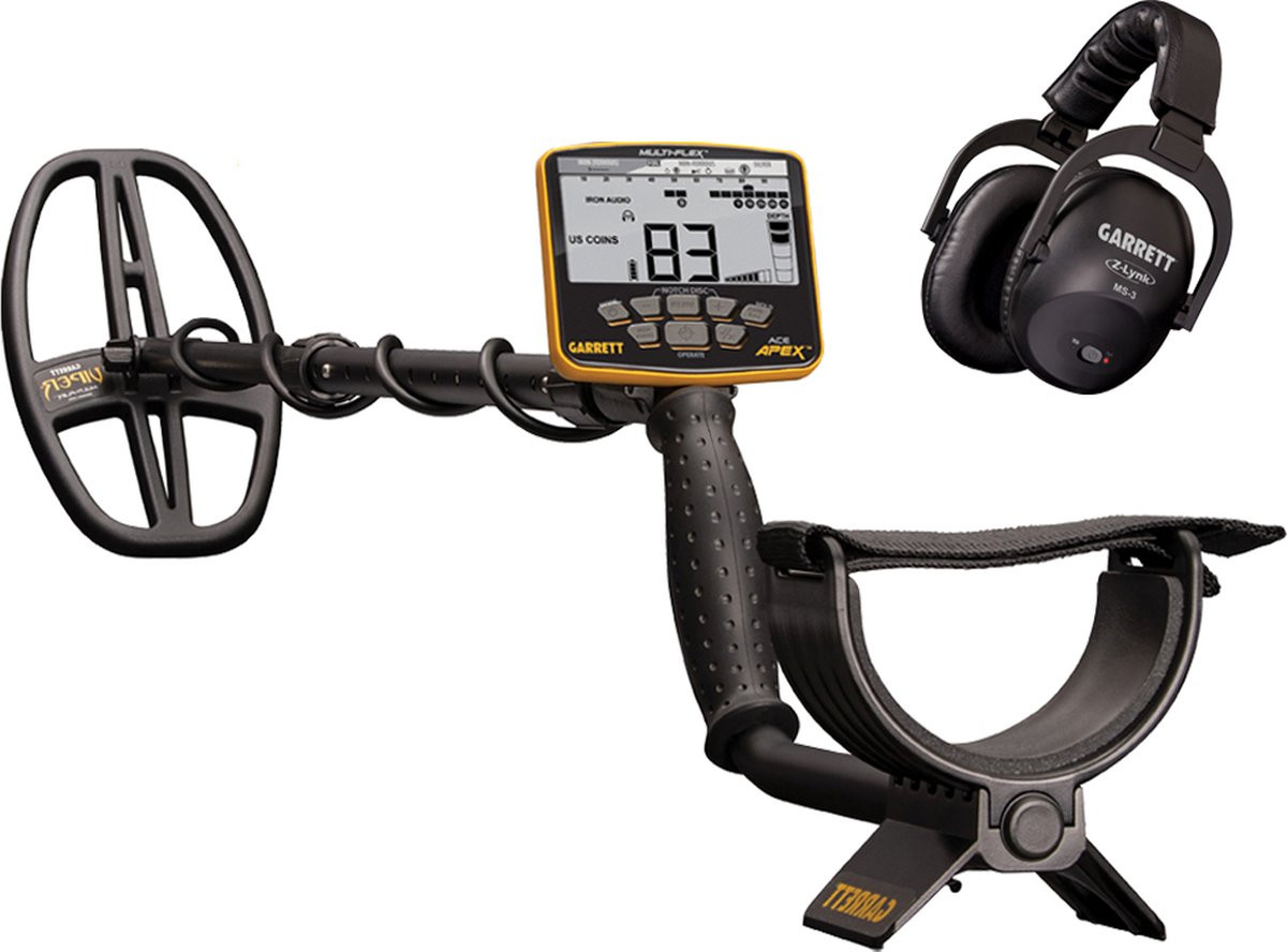 Garrett Apex multi-frequentie metaaldetector met draadloze Z-Lynk hoofdtelefoon