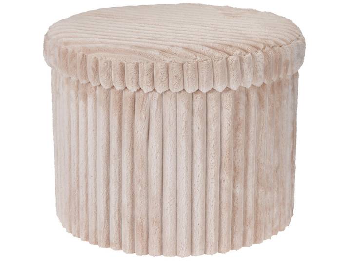 Storage solutions Pouf mit Stauraum 52/52/38,5 cm, Beige, Rund, 52x38.5x52 cm, Wohnzimmer, Sessel, Hocker & Hockerbänke, Poufs