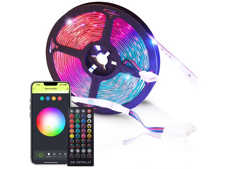 WLAN-RGB-LED Streifen mit App- und Sound-Steuerung, 5 m