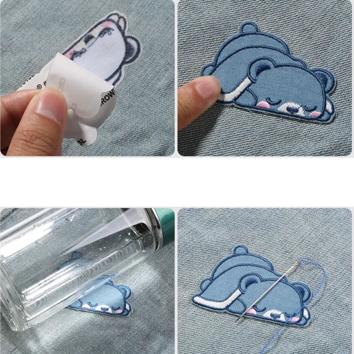 INF DIY Pudding Katze Bestickte Denim Selbstklebende Aufnäher 10er-Pack (Kätzchen, Mini-Kätzchen, Rollende Katze, Stehende