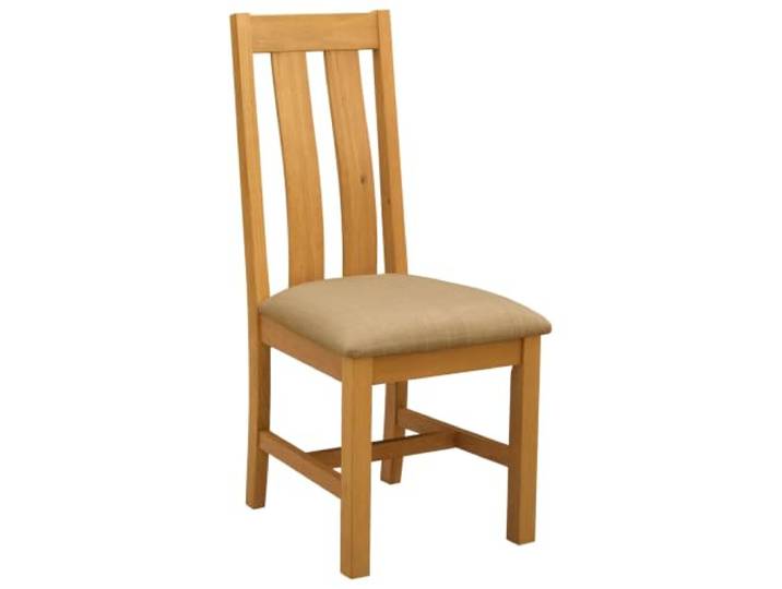 POUFGDR Esszimmerstuhl, 2 Stück, massives Eichenholz, Beige Maximales Gewicht 110 kg pro Sitz, Schaumstoffsitz, Küche oder Esszimmer, schnelle Montage
