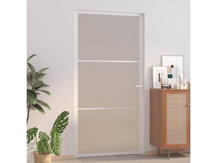 vidaXL Innentür 102,5x201,5 cm Weiß Mattglas und Aluminium