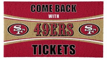 Evergreen "San Francisco 49ers 28 in. x 16 in. PVC ""Come Back With Tickets"" Trapper Door Mat"