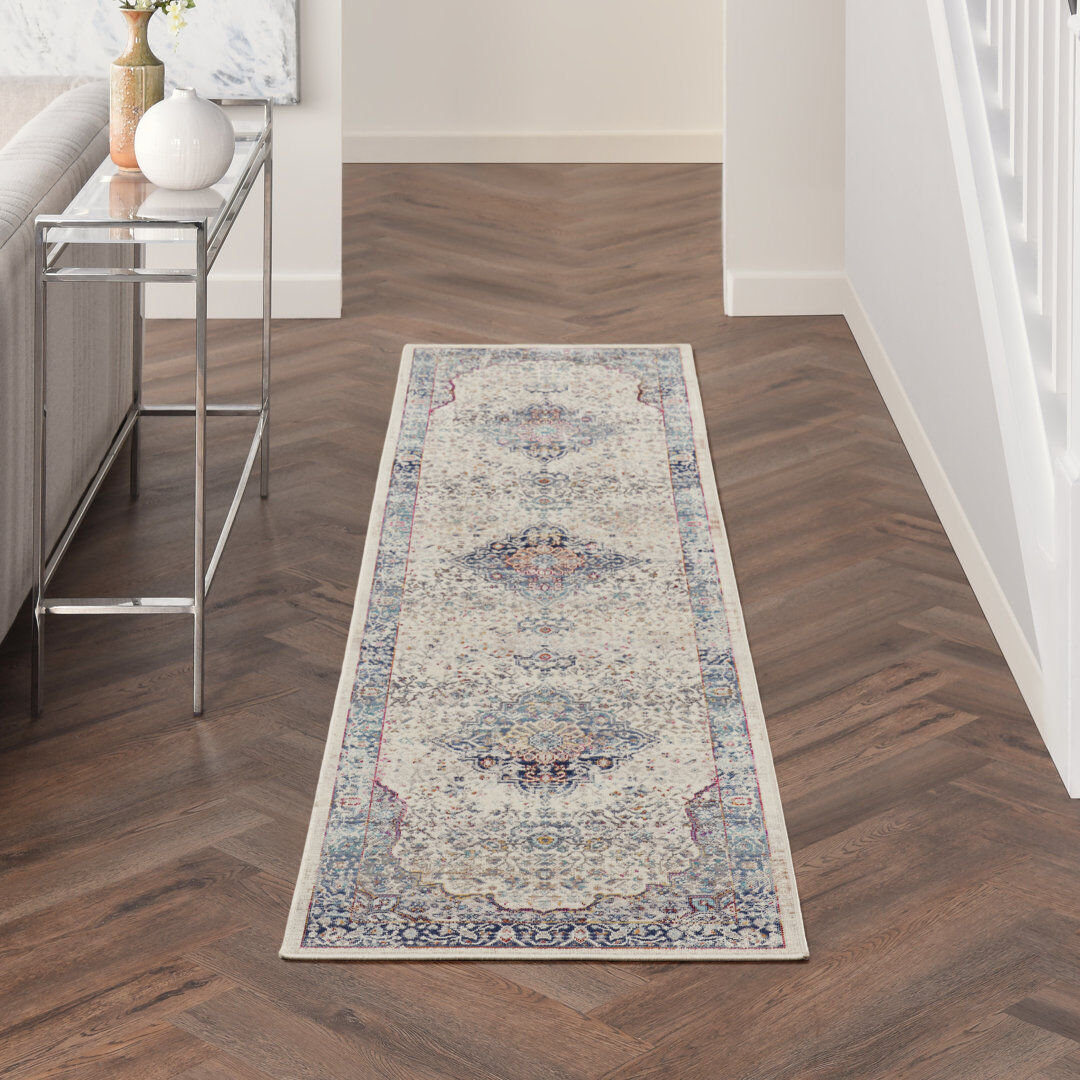 Langley Street Neve Oriental Area Rug Blue/Beige Runner 61 x 173cm