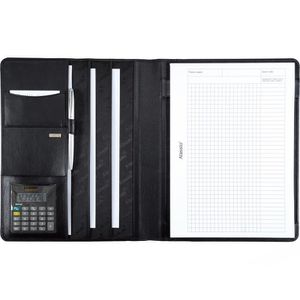Alassio Schreibmappe 43006-1, Cremona I schwarz, Echt Leder, mit Taschenrechner & Schreibblock, A4