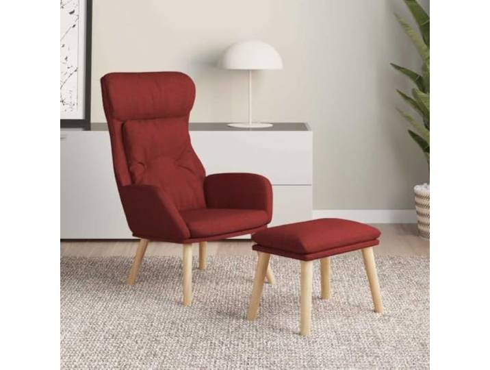 YUTAASU Relaxsessel with Ottoman Wine Red Fabric Breathable Durable, Solid Rubberwood Legs, Metal Frame, Footrest, Extra Seating