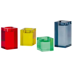 Kerzenhalter (4er-Set) Vela Glas bunt mehrfarbig 6x6x6 cm