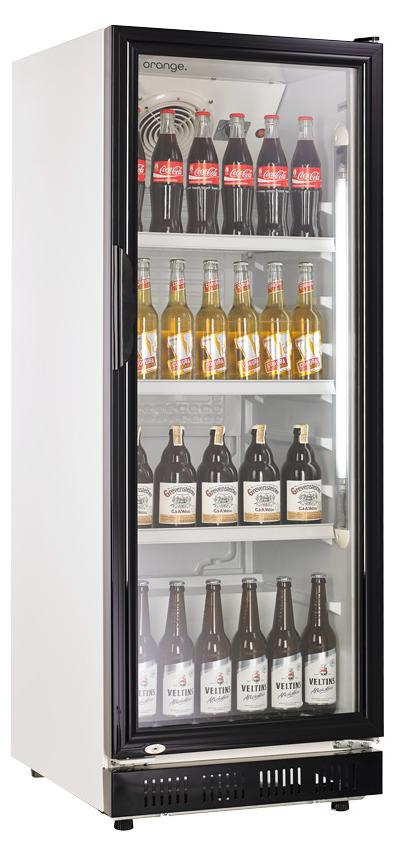 orange Getränkekühlschrank 230L, weiß/schwarz, LED-Beleuchtung
