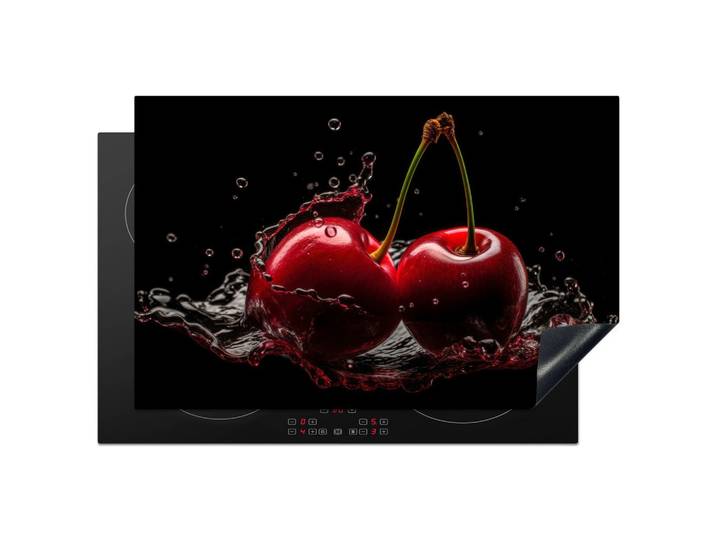 HERDABDECKPLATTE Kirsche - Rot - Frucht - Wasser - Schwarz Abdeckung Ceranfeld 81.2x52 cm