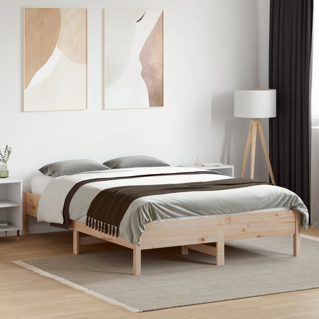 vidaXL Bed Frame Naturel 120 x 190 cm Solid pine wood, Plywood