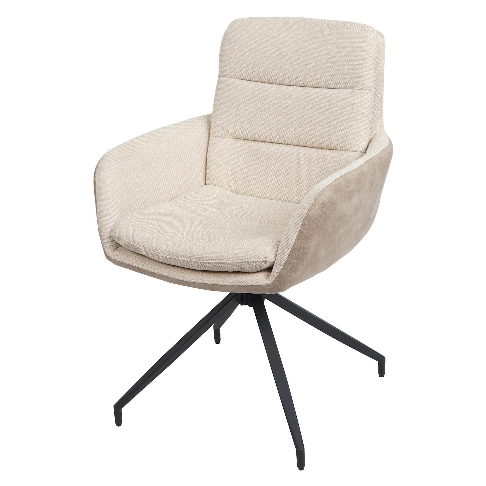 Esszimmerstuhl MCW-K32, Küchenstuhl Lehnstuhl Stuhl, drehbar Auto-Position, Stoff MVG ~ creme-beige